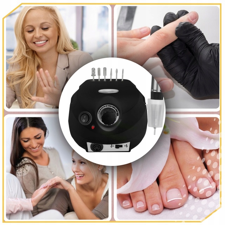 PROFESJONALNA FREZARKA DO PAZNOKCI MANICURE PEDICURE 65W MOCNA + FREZY Model CZARNA FREZARKA 65W NAIL DRILL + ZESTAW FREZÓW PRO